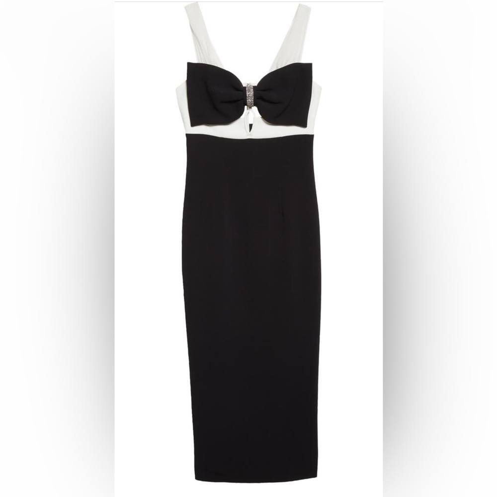 Self-Portrait Bow Cutout Crepe Dress